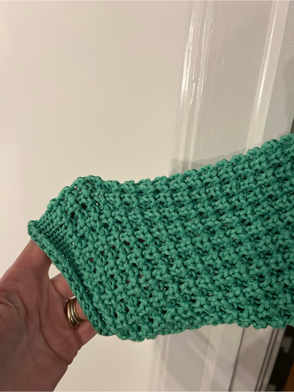 Green Waffle-Knit Crewneck Sweater - Women - Picture 3 of 3